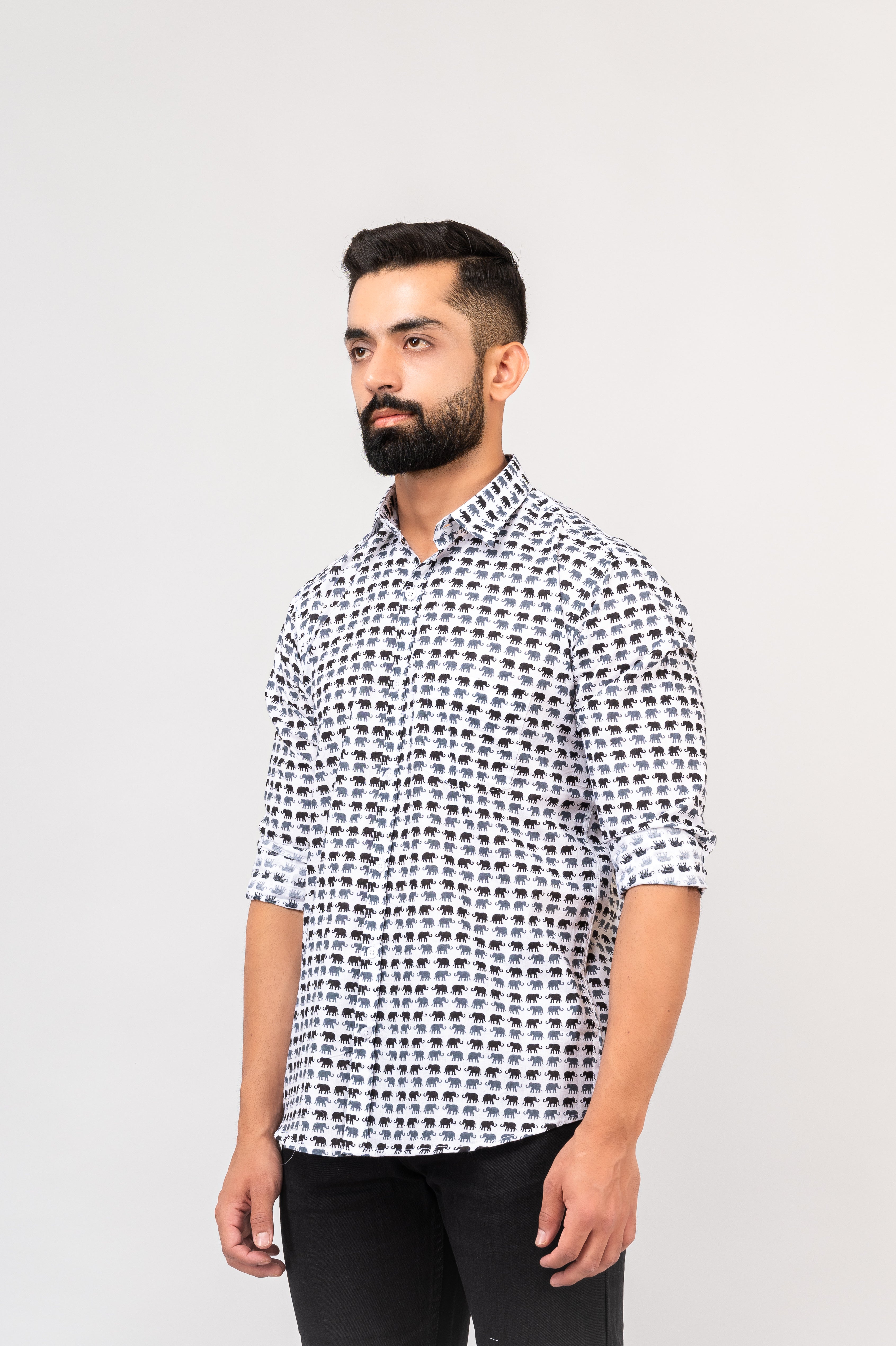 Classic Sanganeri Elephant Printed Shirt For Men