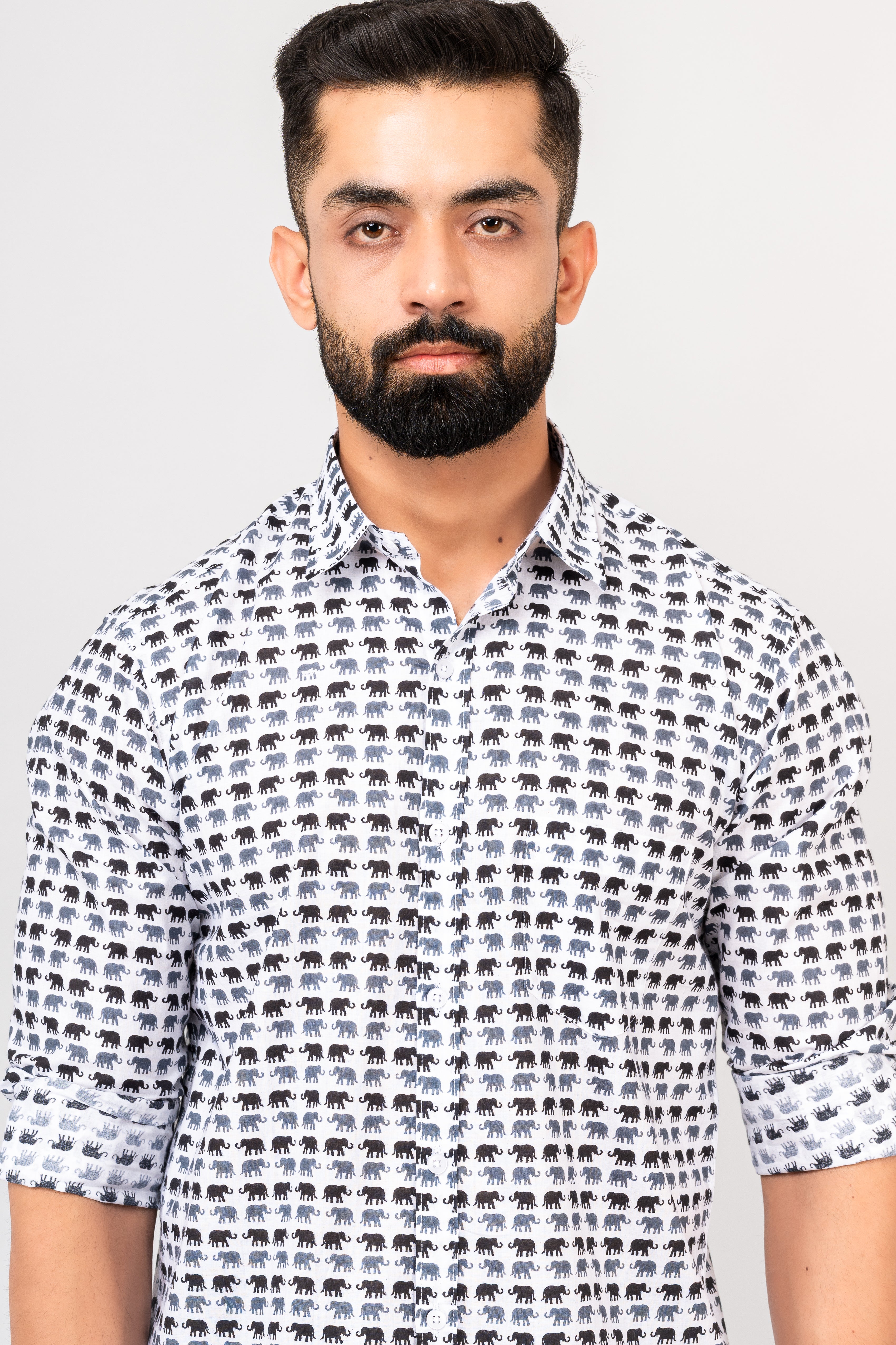 Classic Sanganeri Elephant Printed Shirt For Men