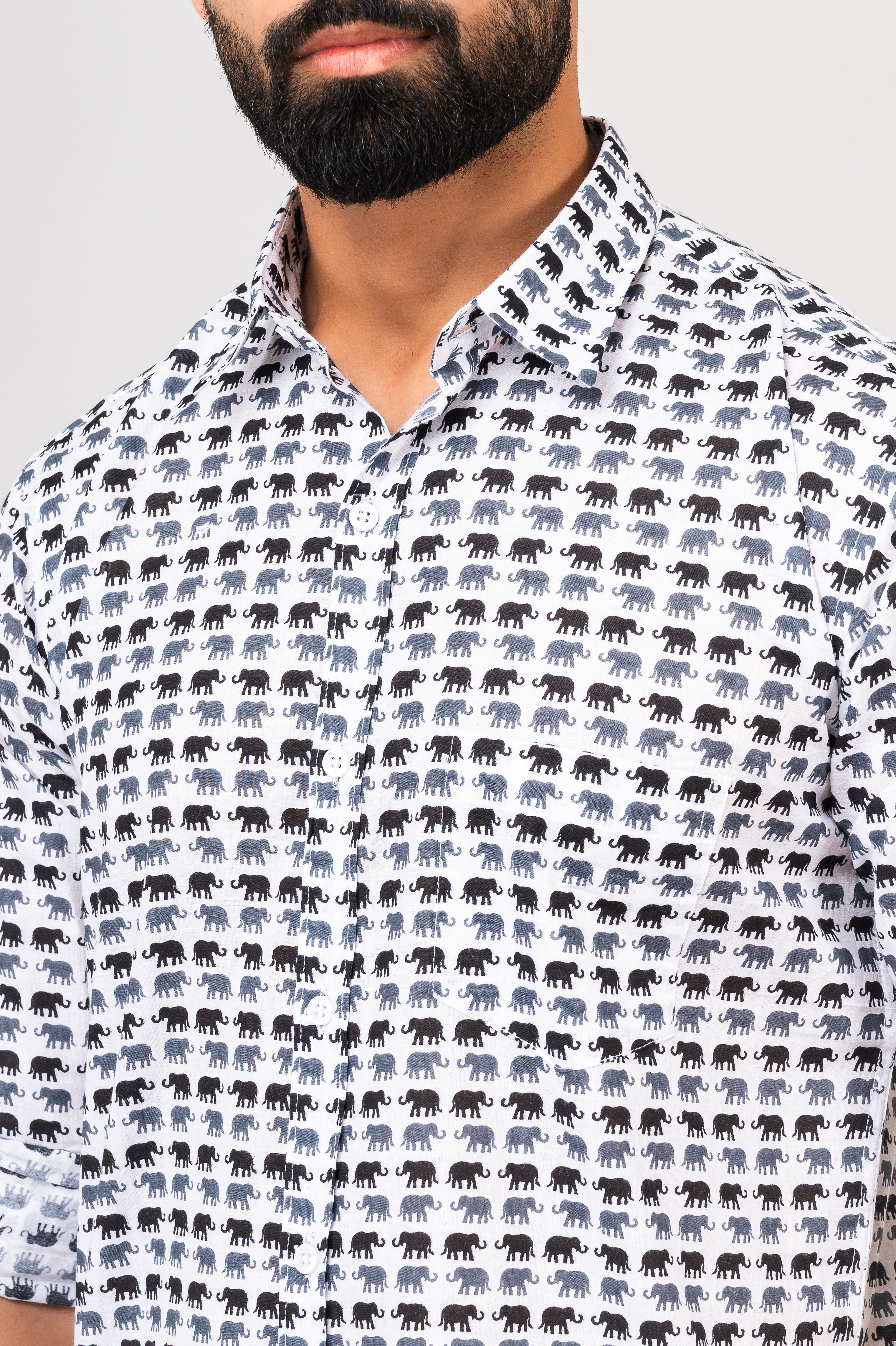 Classic Sanganeri Elephant Printed Shirt For Men