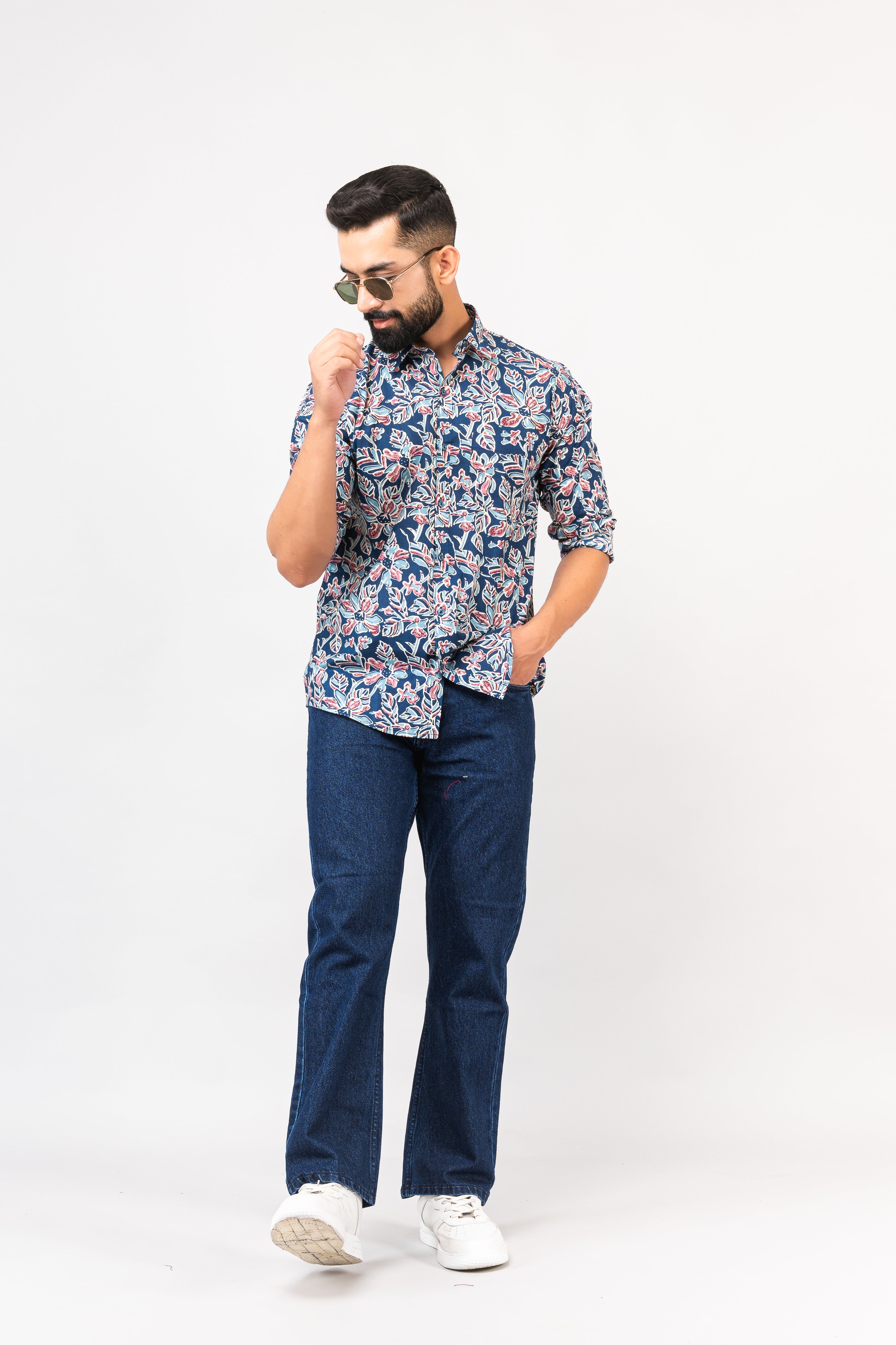 Multi Colored Floral Sanganeri Print Shirt