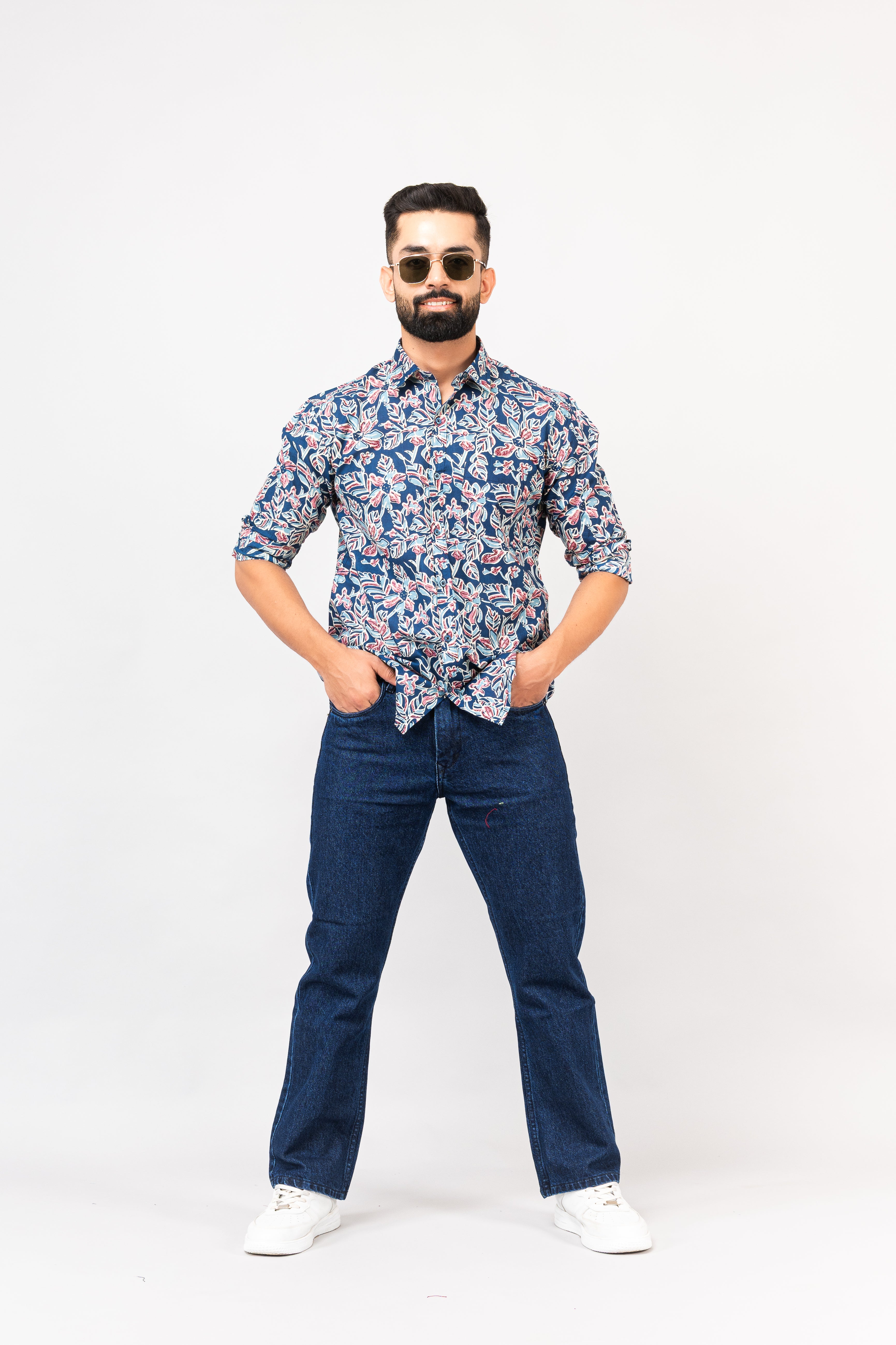 Multi Colored Floral Sanganeri Print Shirt