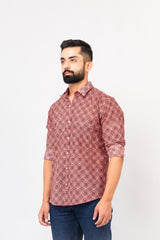 Salmon Pink Sanganeri Printed Shirt