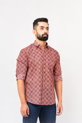 Salmon Pink Sanganeri Printed Shirt