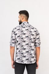 Grey Sanganeri Horse Printed Shirt