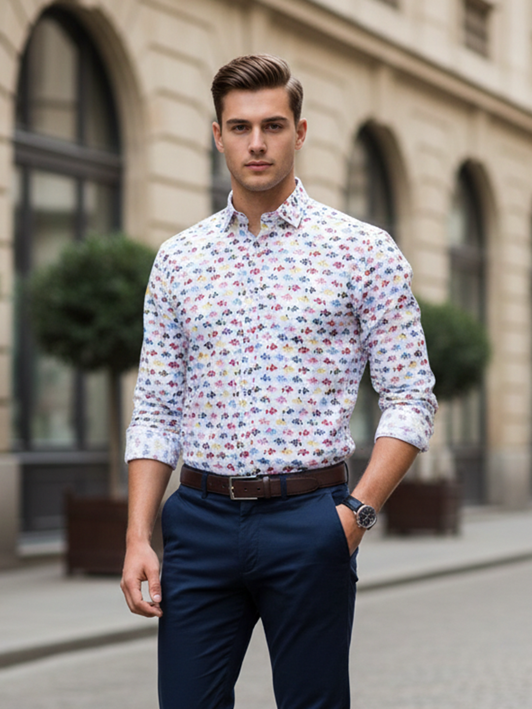 Multi Colored Elephant Printed Shirt for Men