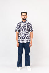Multicolor Abstract Print Half Sleeves Cotton Shirt