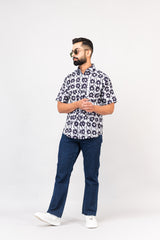 Multicolor Abstract Print Half Sleeves Cotton Shirt