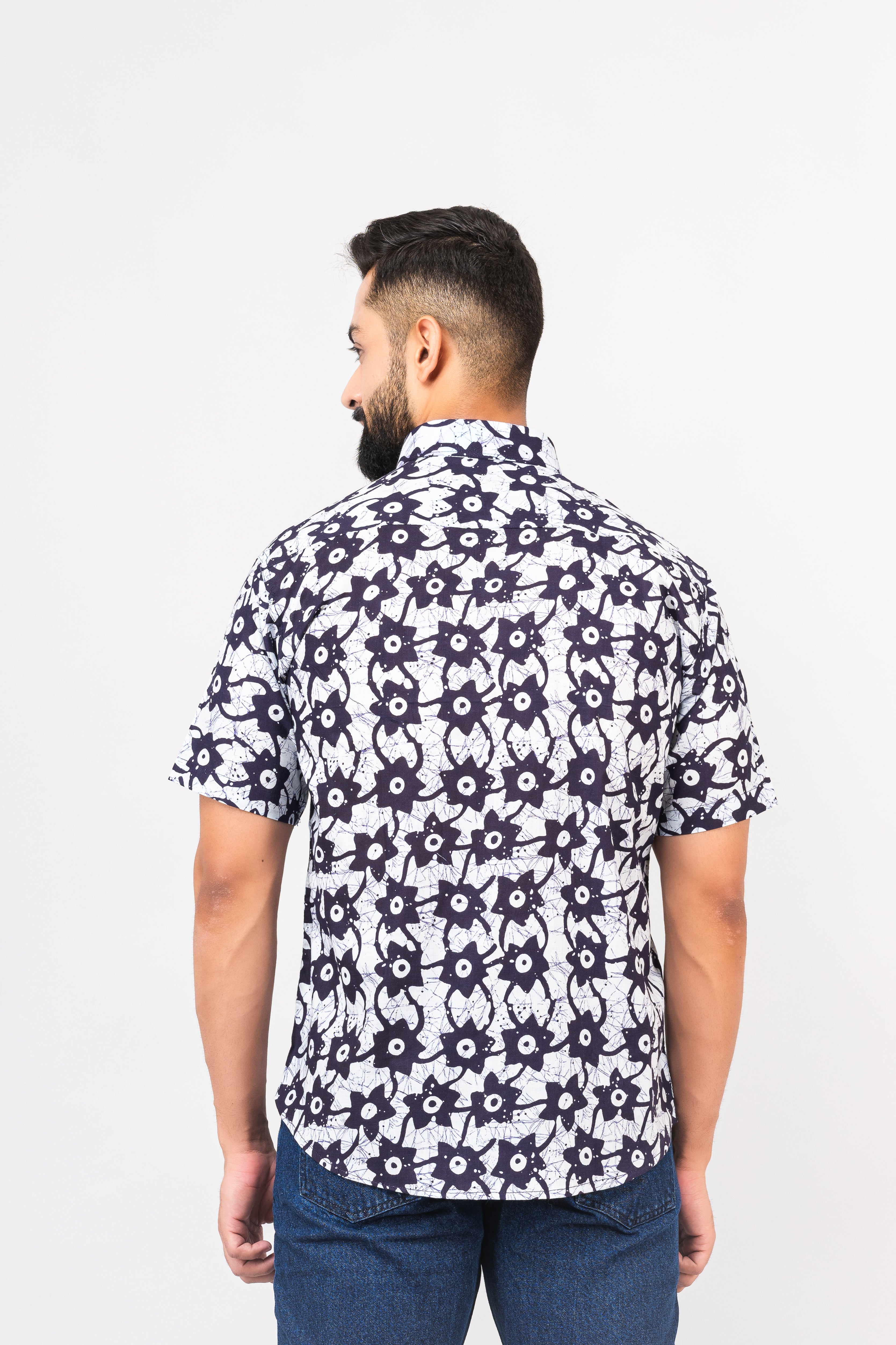 Multicolor Abstract Print Half Sleeves Cotton Shirt