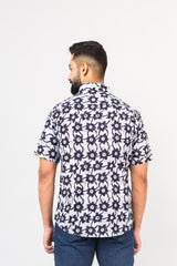 Multicolor Abstract Print Half Sleeves Cotton Shirt