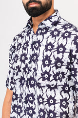 Multicolor Abstract Print Half Sleeves Cotton Shirt