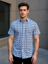 Off White Elephant Printed Half Sleeves Cotton Shirt