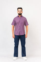 Purple Geometric Design Half Sleeves Shirt