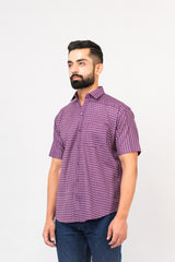 Purple Geometric Design Half Sleeves Shirt