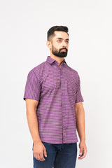 Purple Geometric Design Half Sleeves Shirt
