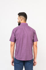 Purple Geometric Design Half Sleeves Shirt