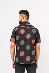 Black Mandala Print Half Sleeves Shirt