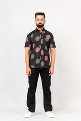 Black Mandala Print Half Sleeves Shirt