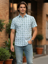 White Camel Sanganeri printed Half sleeve shirt
