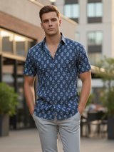 Ajrak Floral Sanganeri printed Half sleeve shirt