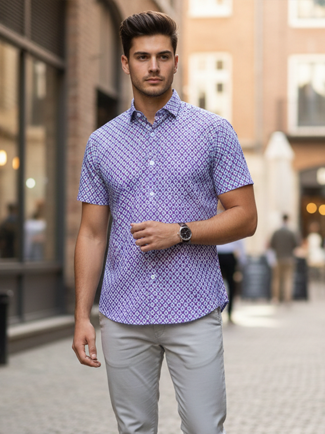 Multicolor Traditional Geomatric Sanganeri printed Half sleeve shirt