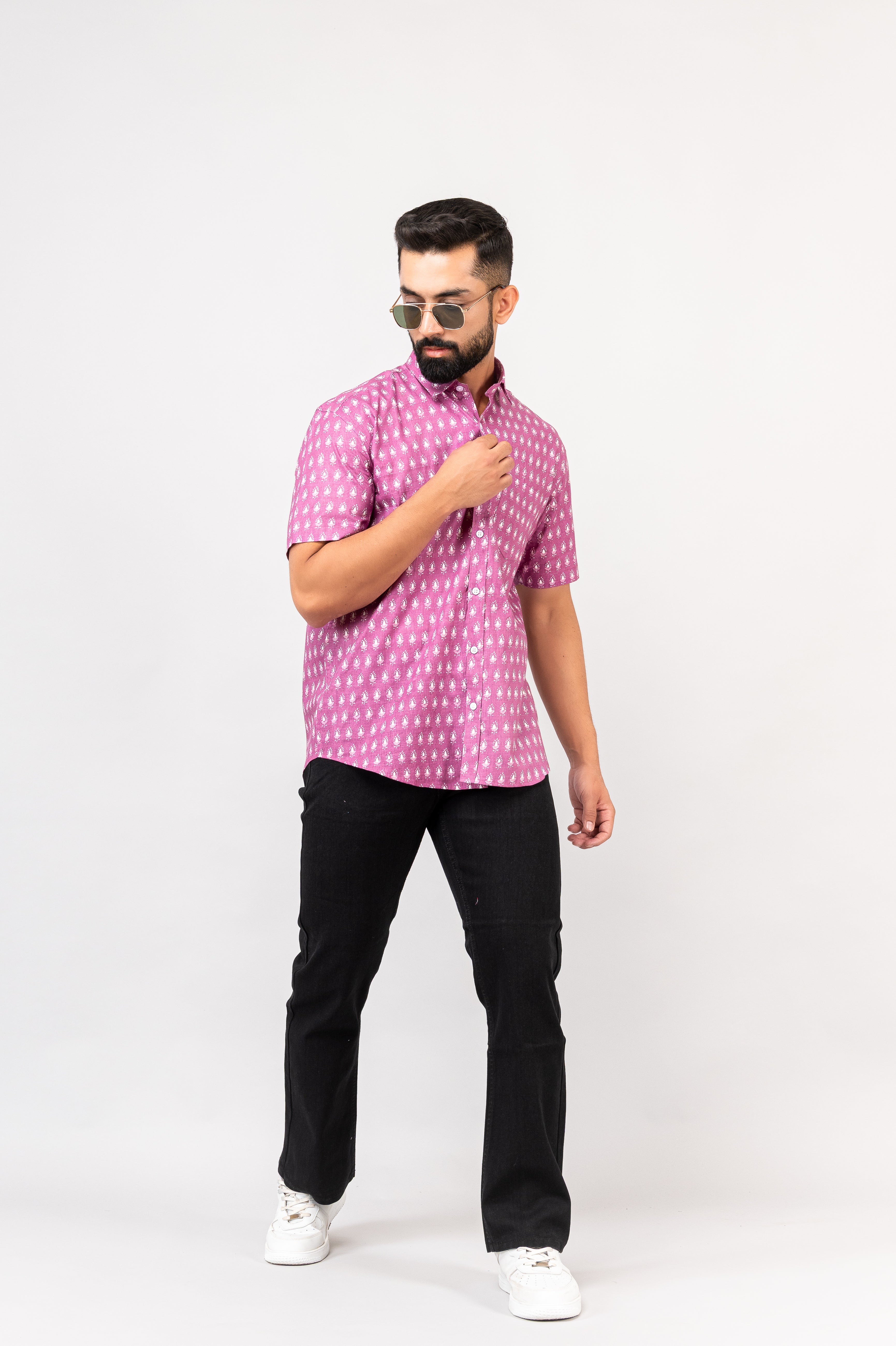 Onion Pink Sanganeri Shirt