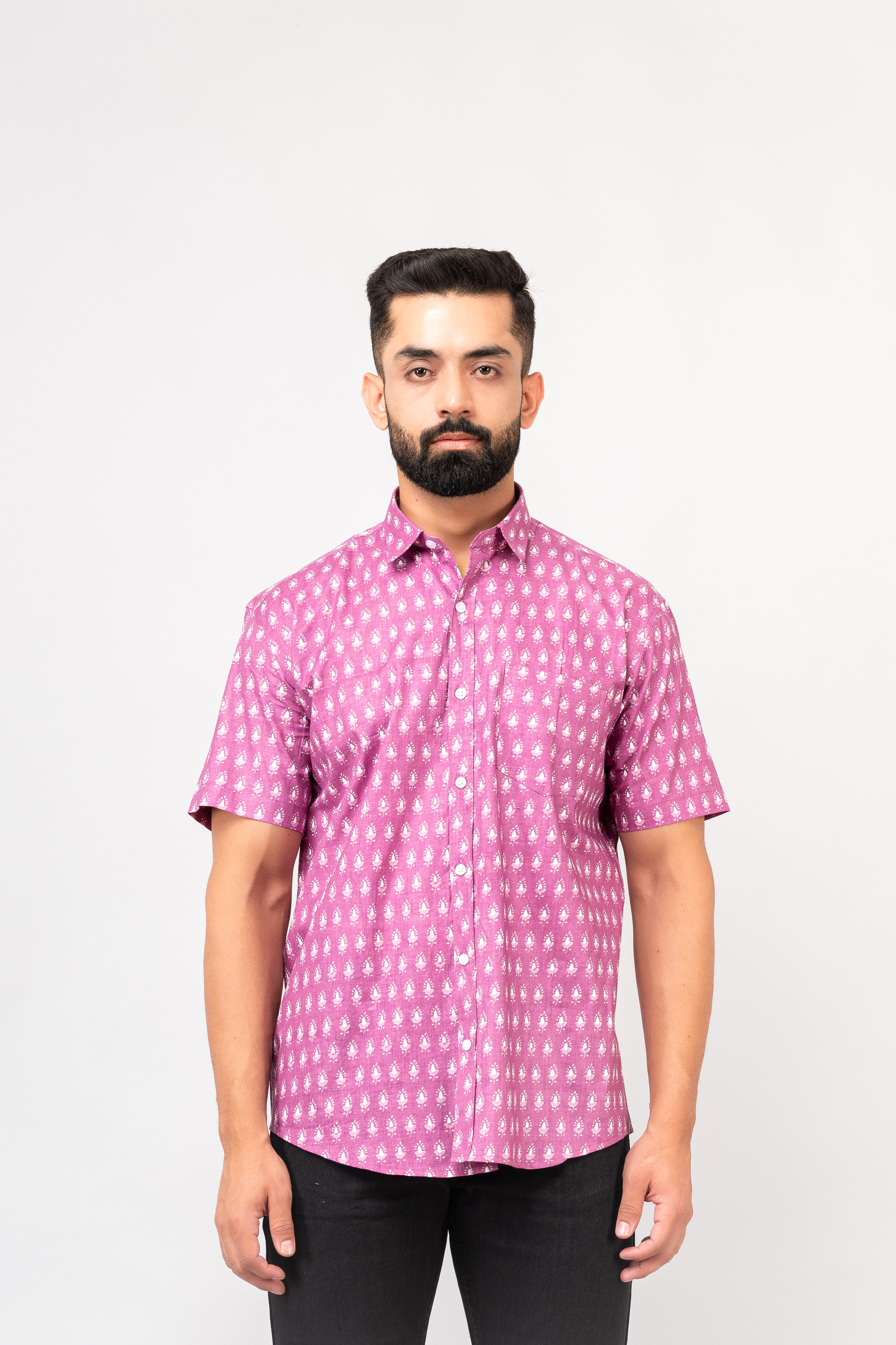 Onion Pink Sanganeri Shirt