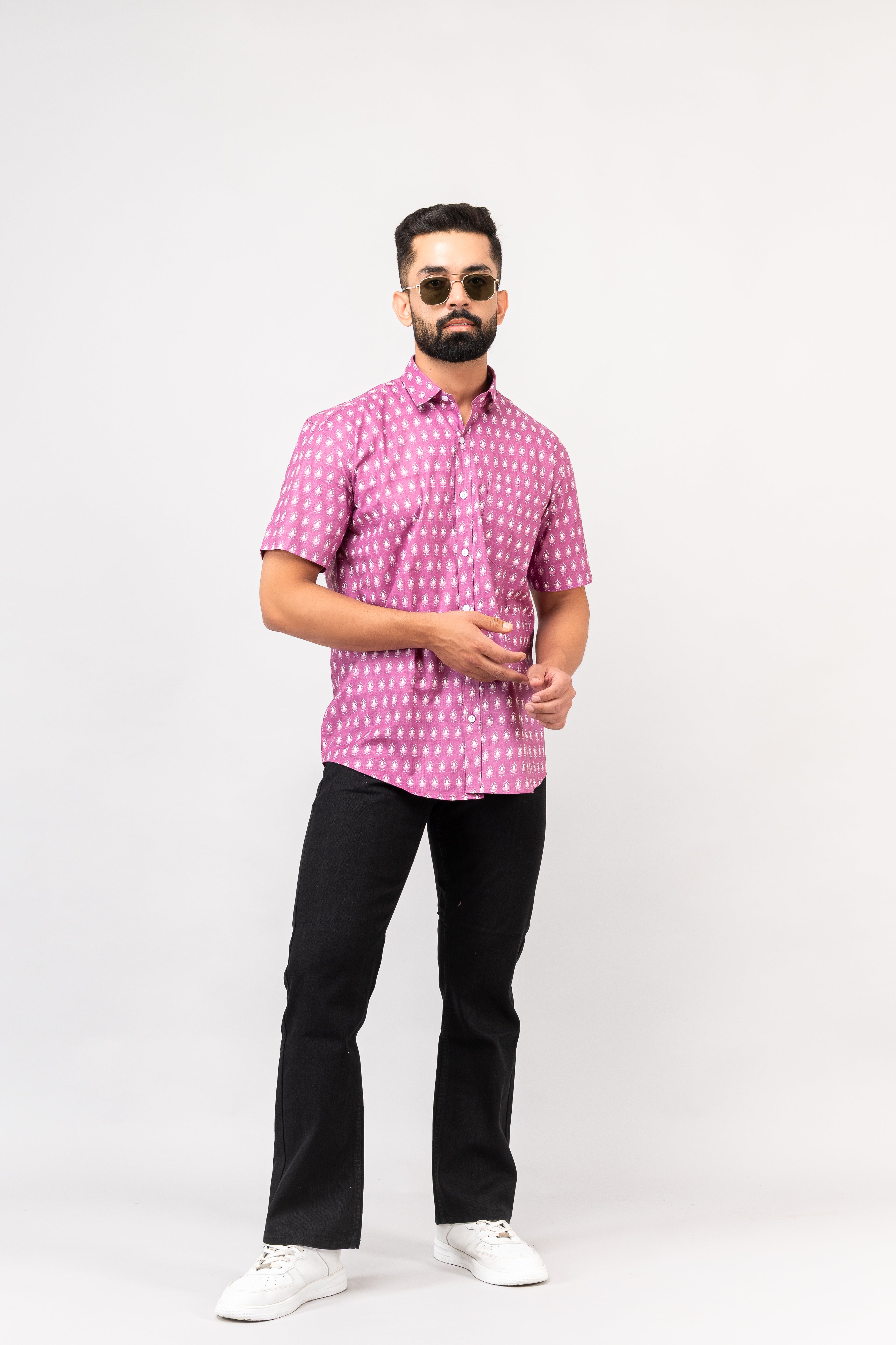 Onion Pink Sanganeri Shirt