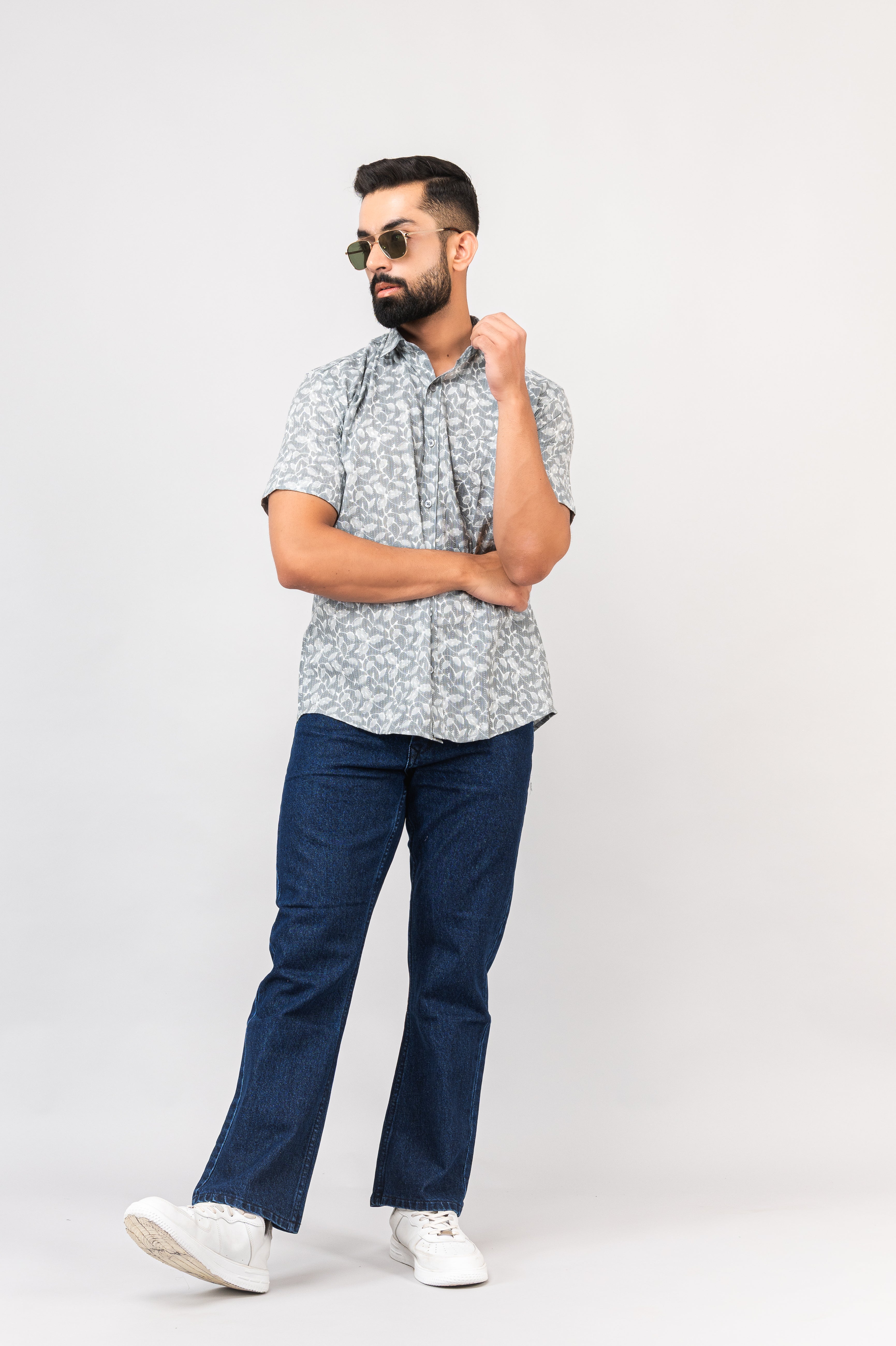 Grey Sanganeri Shirt