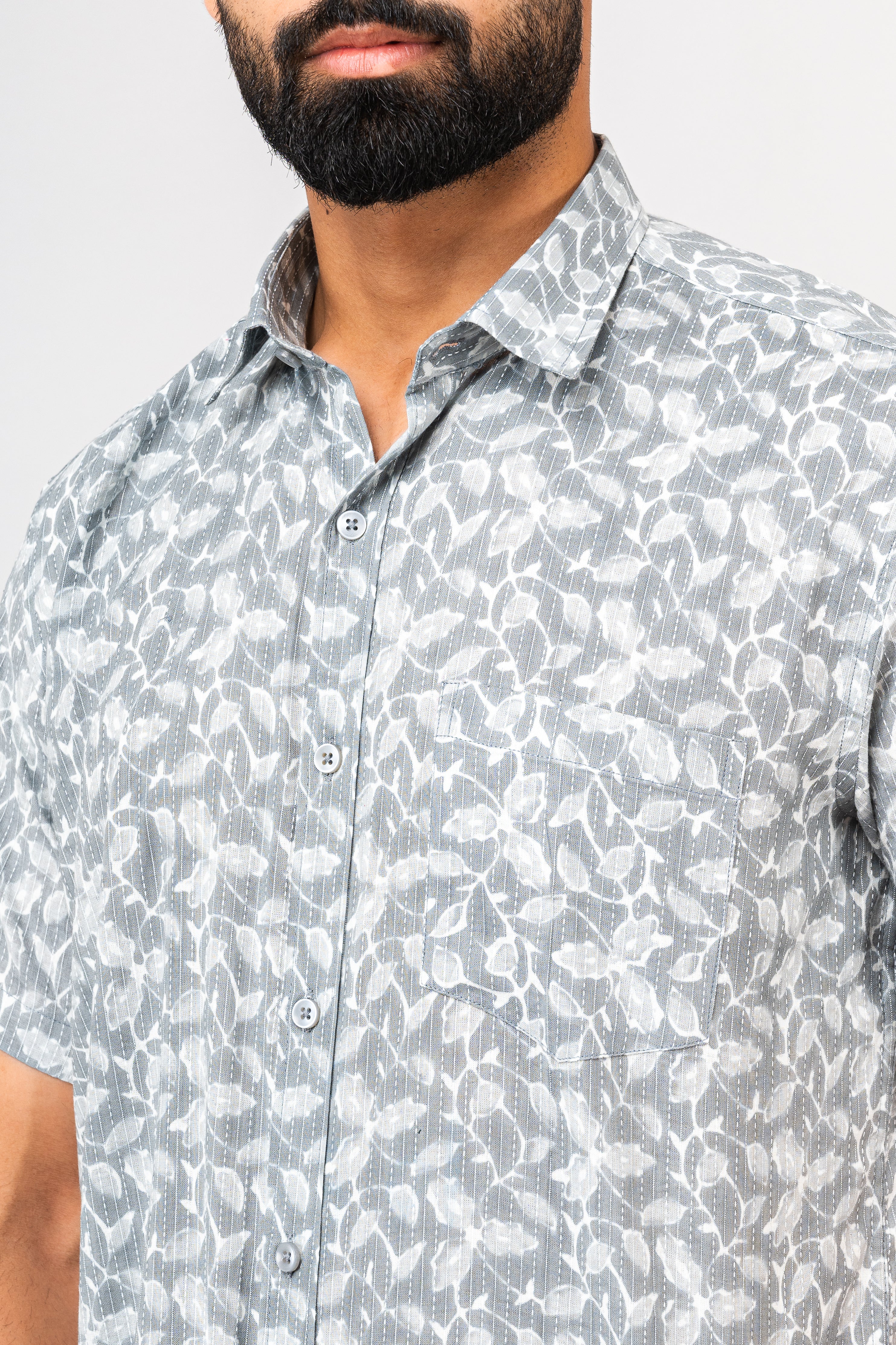 Grey Sanganeri Shirt