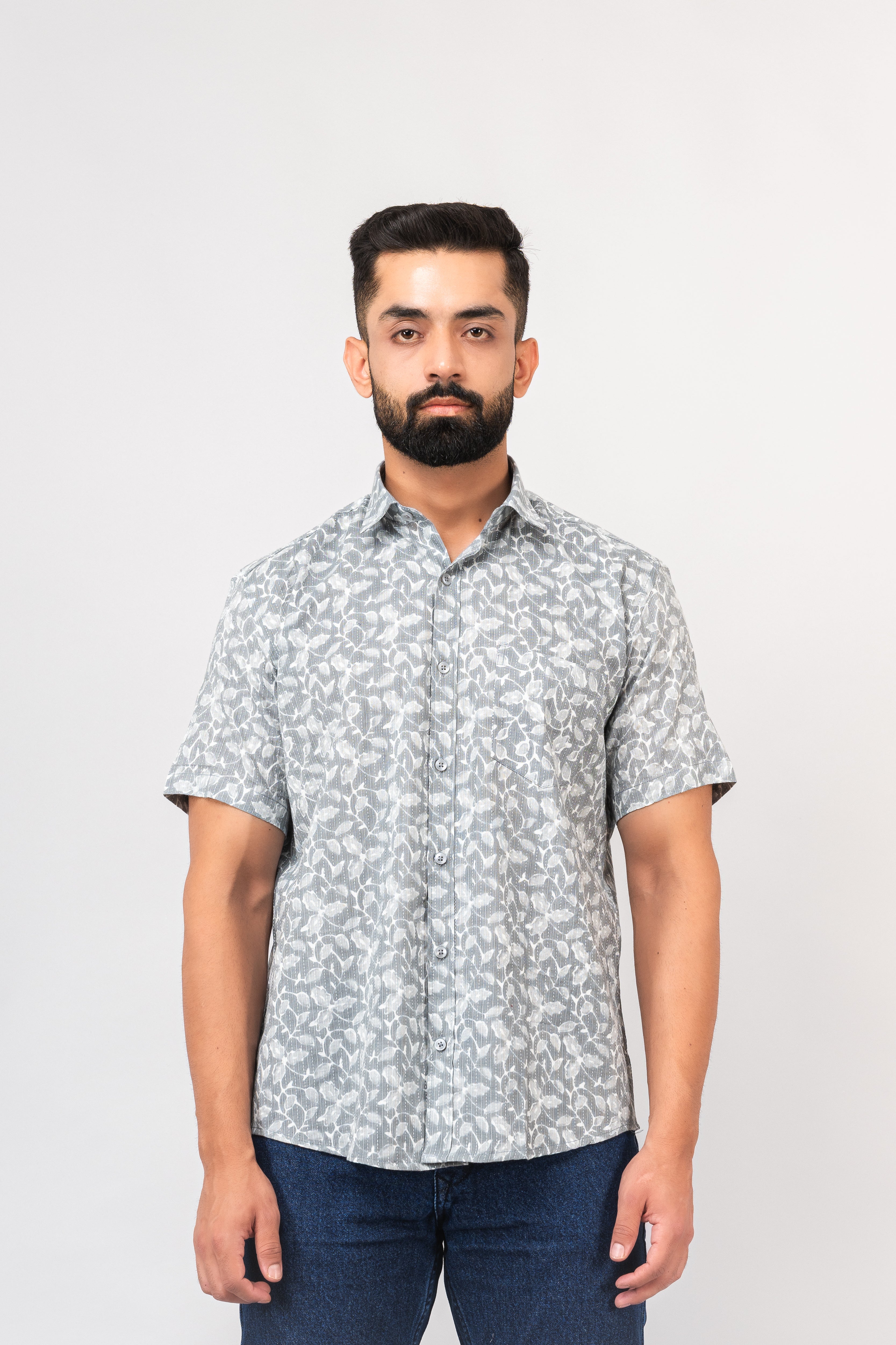 Grey Sanganeri Shirt