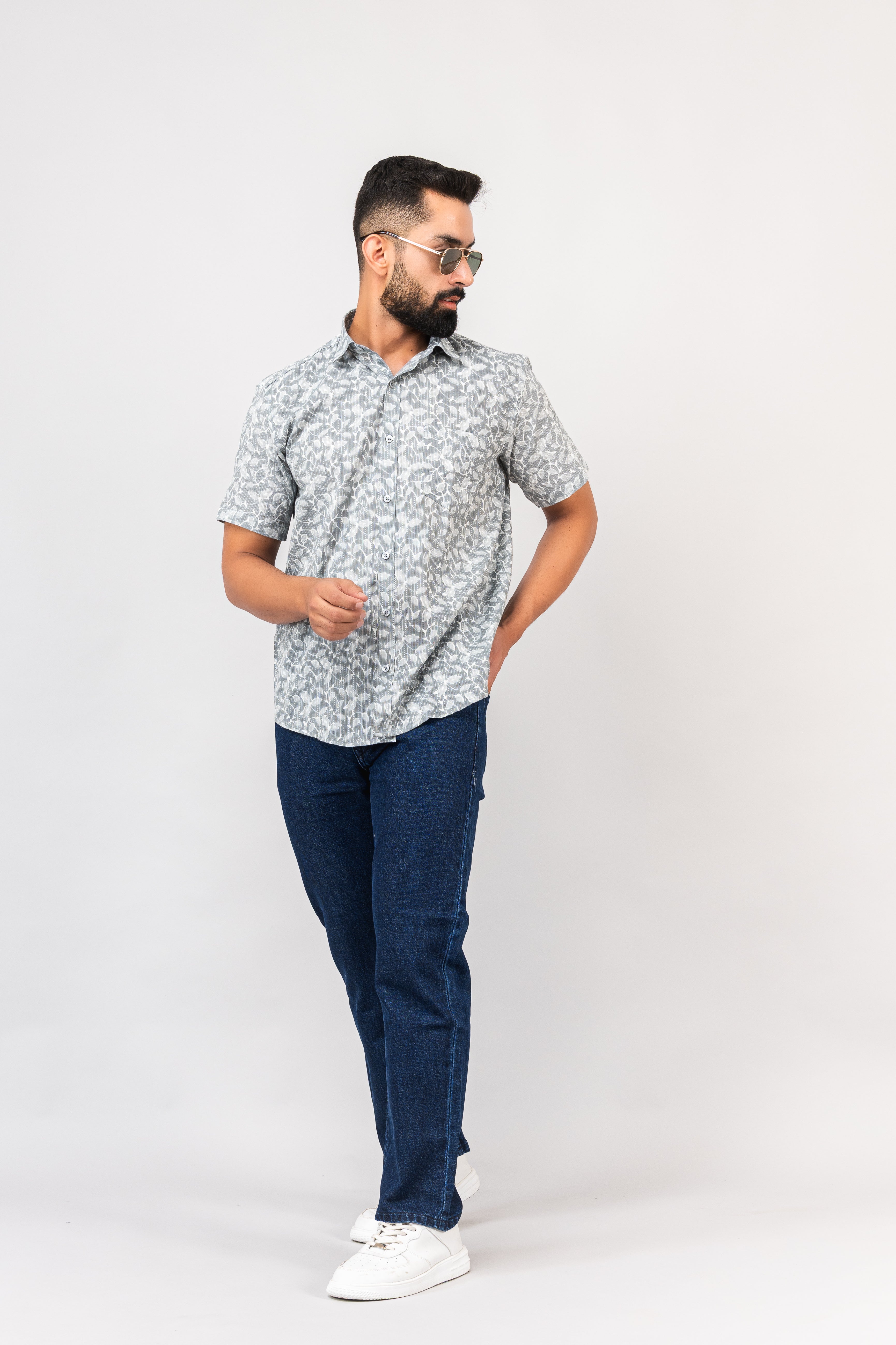 Grey Sanganeri Shirt