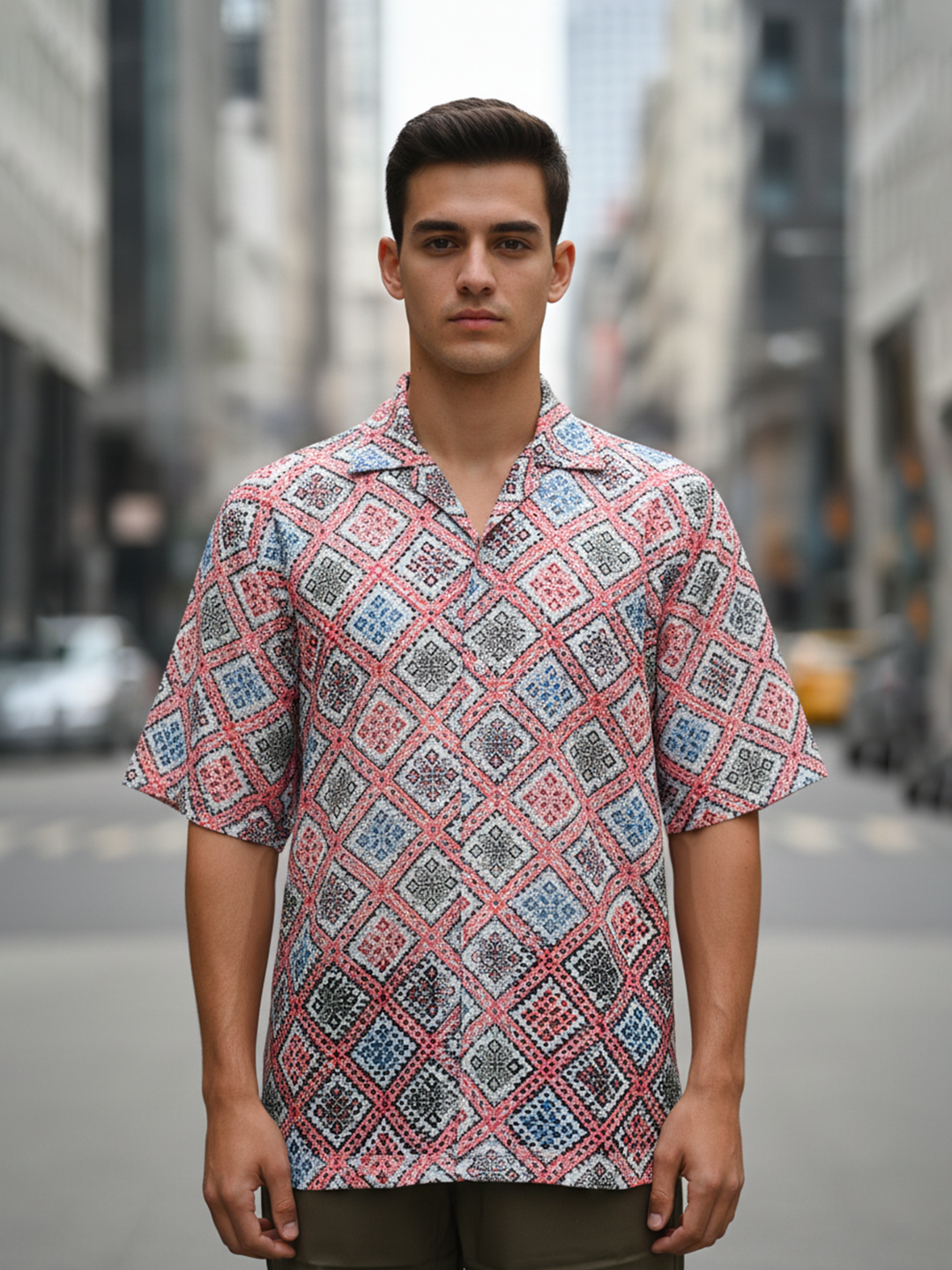 Multicolor Half Sleeve Crochet Shirt