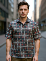 Green Half Sleeve Crochet Shirt