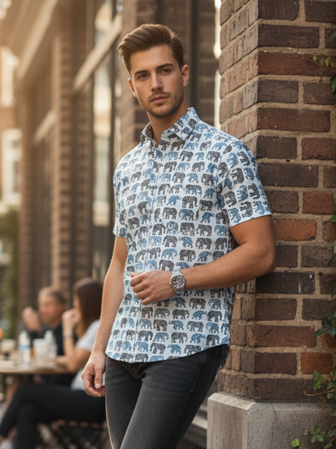 Tistabene Off White Half Sleeves Sanganeri Shirt