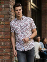 Tistabene Light Brown Half Sleeves Sanganeri Shirt