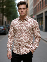 Tistabene Light Brown Full Sleeves Sanganeri Shirt