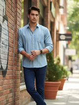 Tistabene Grey Full Sleeves Sanganeri Shirt
