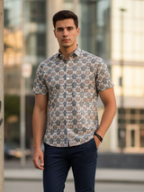 Multicolor Motif Sanganeri Printed Half Sleeves Shirt