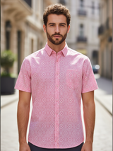 Mauve Bandhani Sanganeri Half Sleeves Shirt