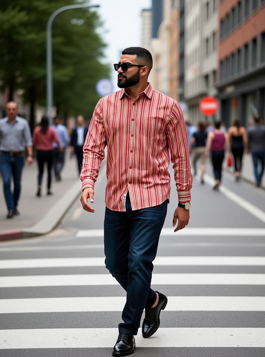 Magenta Multi Stripes Sanganeri Full Sleeves Shirt