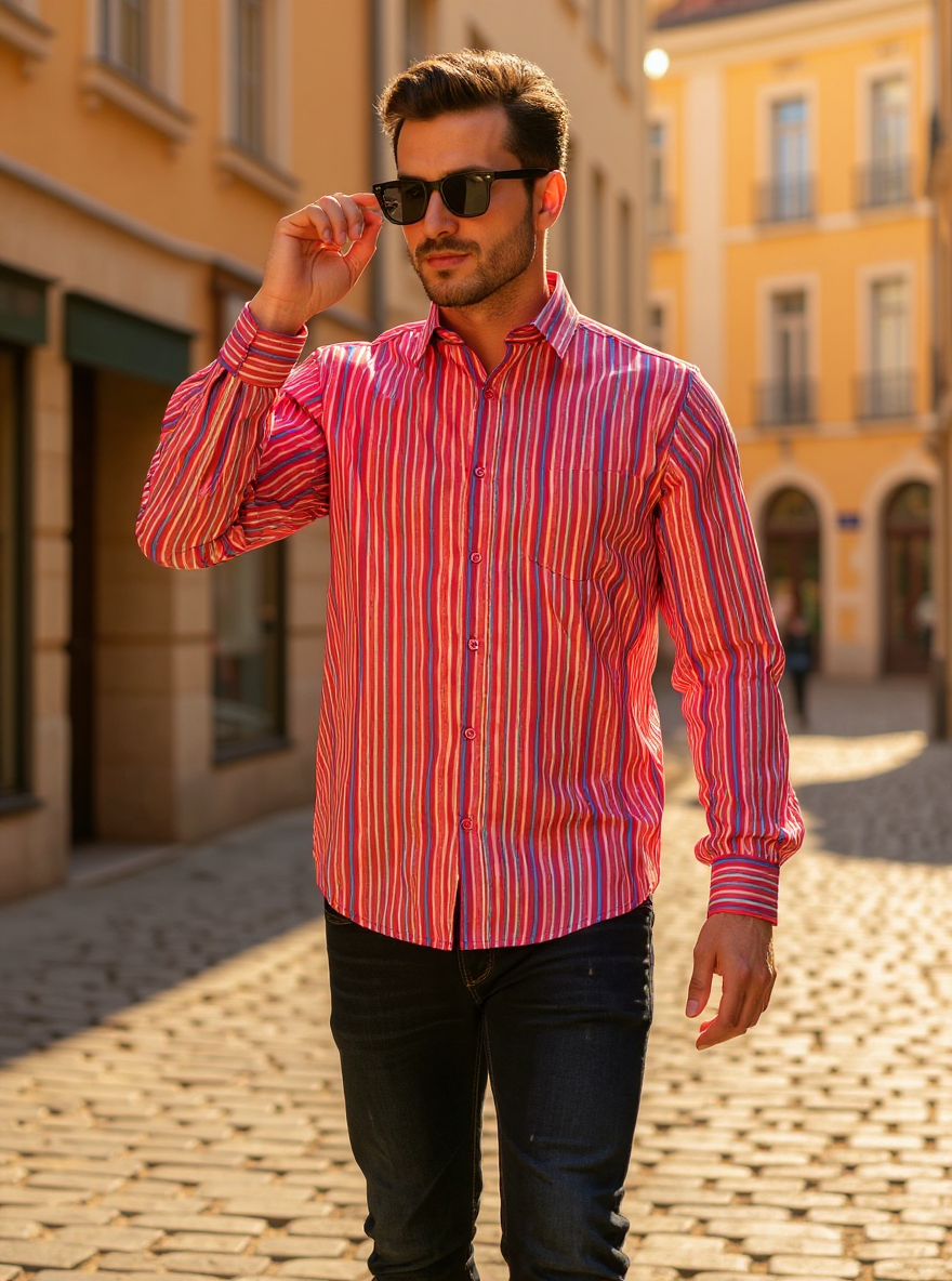Multicolor Stripes Sanganeri Full Sleeves Shirt