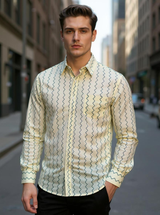 White Zig-Zag Sanganeri Full Sleeves Shirt