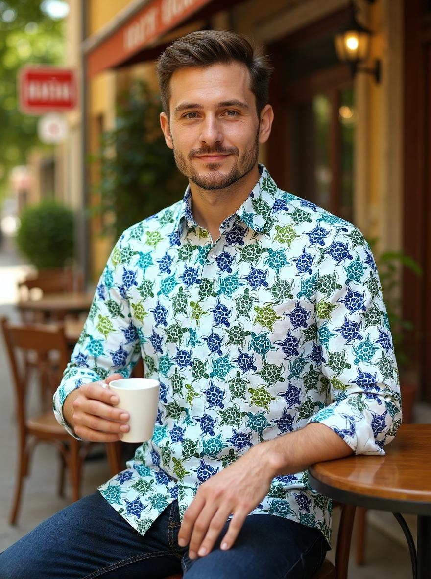 Multi Turtle Sanganeri Full Sleeves Shirt
