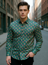Castleton Green Floral Sanganeri Full Sleeves Shirt