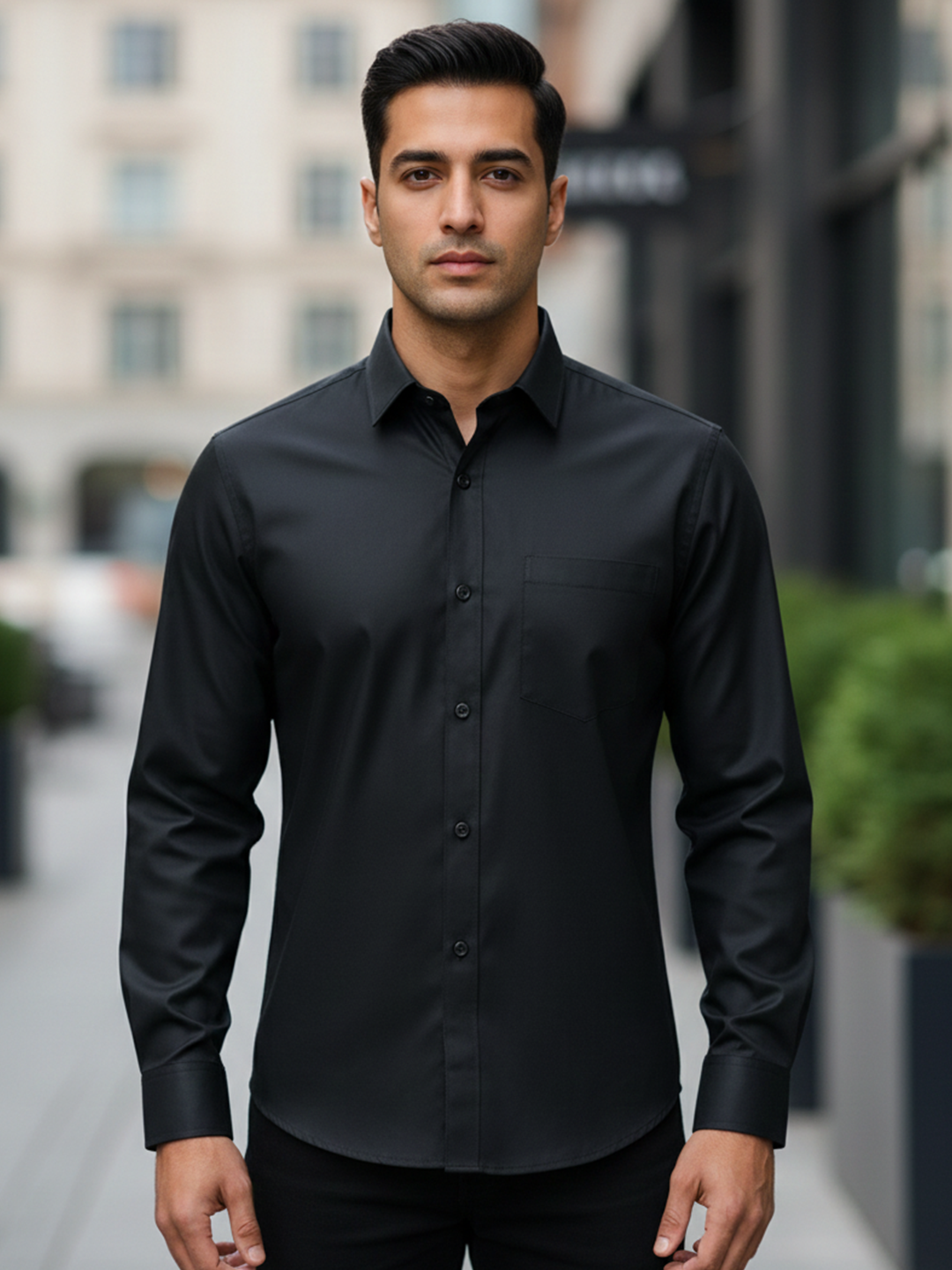 Black Formal Full Sleeves Cotton Shirt