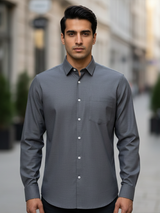 Dark Grey Formal Full Sleeves Cotton Shirt