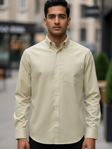 Cream Mini Doby Texture Full Sleeves Luthai Fabric Shirt