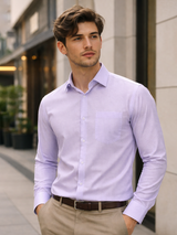 Light Lavender Micro-textured Weave Full Sleeves Luthai Fabric Shirt