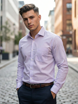 Light Lavender Micro-textured Weave Full Sleeves Luthai Fabric Shirt