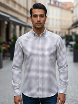 Purple Micro Checks Full Sleeves Luthai Fabric Shirt